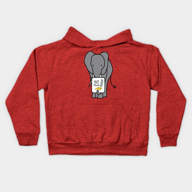 Elephant Says Wash Your Hands Kids Hoodie by ellenhenryart